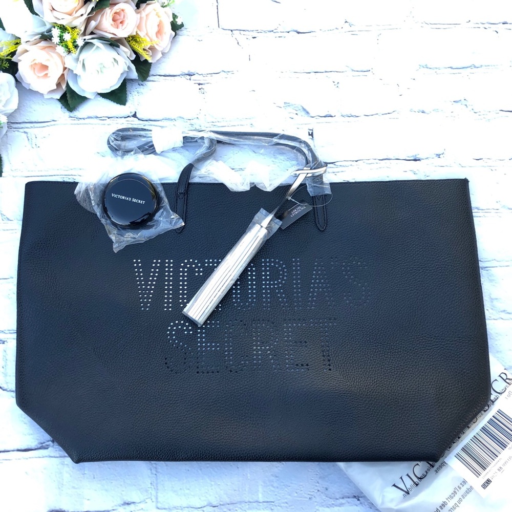 Victorias Secret Laser Cut Logo Leather Tote